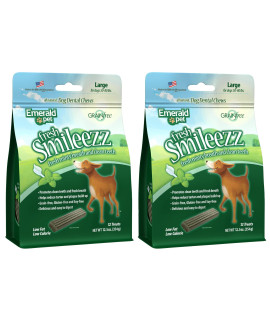 Emerald Pet Fresh Smileezz Dog Dental Treats (2 Pack) - Tasty Natural Dental Dog Treats for Clean Teeth, Fresh Breath, and Healthy Gums - Grain Free Dental Chews - Made in USA - Large 12.5 oz