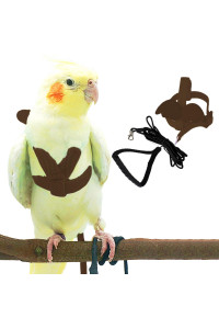 Pet Parrot Bird Harness And Leash, Adjustable Training Design Anti-Bite, Bird Nylon Rope With Cute Wing For Parrots, Suitable For Alexandrine, Scarlet, Keck, Mini Macaw (Brown)