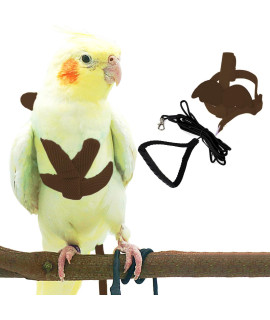 Pet Parrot Bird Harness And Leash, Adjustable Training Design Anti-Bite, Bird Nylon Rope With Cute Wing For Parrots, Suitable For Alexandrine, Scarlet, Keck, Mini Macaw (Brown)