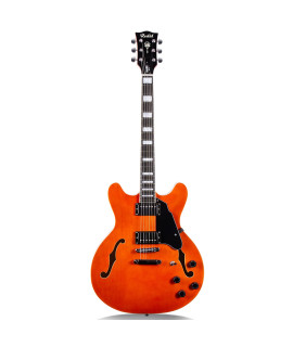 Redid Semi-Hollow Body Electric Guitar Rd-100 Jazz Guitar With F-Hole,Maple Neck,Humbucker Pickups(Orange)