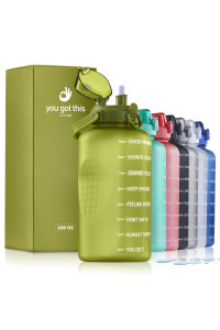 You Got This Living Motivational Water Bottle With Time Marker, Gallon Water Bottle With Straw 128 Oz38L, Reusable Water Jug, Achieve All-Day Hydration Spillproof, Bpa Free