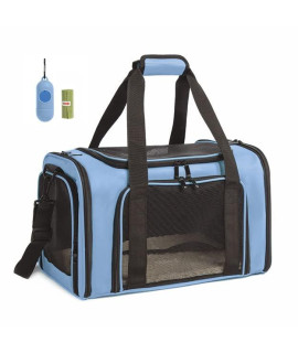 Rosebb Cat Carrier Dog Carrier Pet Carrier Cat Bags For Small Medium Cats Dogs Puppies Of 15 Lbs,Of Airline Approved Small Dog Bag Soft Sided,Collapsible Travel Puppy Carrier (Medium, Blue)