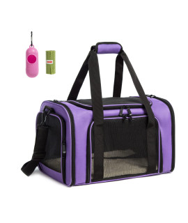 Rosebb Cat Carrier Dog Carrier Pet Carrier Cat Bags For Small Medium Cats Dogs Puppies Of 15 Lbs,Of Airline Approved Small Dog Bag Soft Sided,Collapsible Travel Puppy Carrier(Medium, Purple)