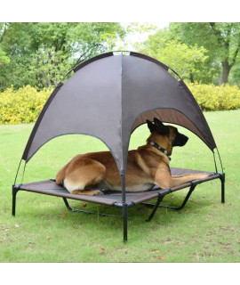 Elevated Pet Dog Bed Tent with Canopy, Pet Puppy Bed Outdoor Tent House, Breathable Portable Dog Cushion with Sun Canopy Double-Layer Camp Tent