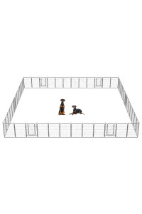 Fxw 40 Aster Dog Playpen For Campingyard, 48 Panels, Silver