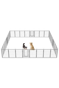 Fxw 40 Aster Dog Playpen For Campingyard, 32 Panels, Silver