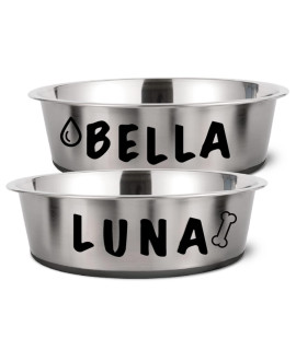 PEDAY Personalized Dog Bowl with Name on it | Custom Food and Water Bowls for Pets| Stainless Steel Customized Dog Bowls | Cute Pet Dish with Stickers