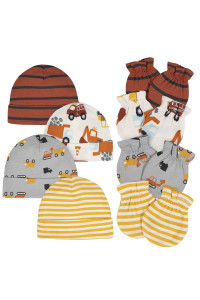 Gerber Baby Boys 8-Piece And 9-Piece Cap Sets Mittens, Transportation Zone, New Born Us