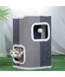 Pawlabay Sisal Small Cat Tree for Indoor Cats,Cute Cat Tree Tower with Fluffy Ball Cat Toy,Small Cat Tower for Indoor Cats,23.6 Inch Tall