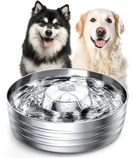 Oneisall Dog Water Fountain Stainless Steel,1Gallon130Oz Quiet Large Capacity Dog Water Bowl Dispenser,Infrequently Refilled Large Dog Water Fountain For Dog Cat Multiple Pets