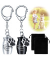 Tudomro 2 Pcs Pet Urns Keychain Dog Urns For Ashes With 2 Storage Bags For Dog Cat Ashes Small Pet Ashes Keepsake Pet Dog Cat Cremation Jewelry Pend Paw Print Memorial Urn (Fresh Style)