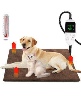 Colarlemo Pet Heating Pad For Dogs Cats With Timer, Adjustable Temperature Electric Pet Heated Pad With Cover, Dog Heat Pad With Chew Resistant Cord, Heated Pet Mat, Indoor Waterproof Cat Warming Pad