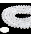 70Pcs Natural 8Mm Healing Gemstone, White Agateaenergy Stone Round Loose Beads, Semi-Precious Crystal Beads With Free Elastic Stringafor Jewelry Making Diy