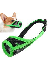 Dog Muzzle, Mesh Muzzle For Small Medium Large Dogs, Soft Dog Muzzle To Prevent Biting Chewing, Drinkable Breathable Adjustable Puppy Muzzle (Xs(Snout: 3A-4A), Green)