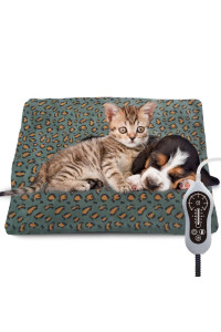 Pet Heating Pad for Dog Cat Temperature Adjustable Heated Cat Mat House Bed Warmer with Timer Chew Resistant Cord Waterproof Heating Blanket for Puppy Kitten(18X28``, Cyan)