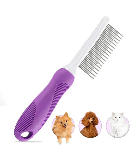 Detangling Pet Comb For Dogs Cats With Long Short Stainless Steel Metal Teeth For Removes Tangles And Knots - Detangler Grooming Tool For Dematting Matted Fur