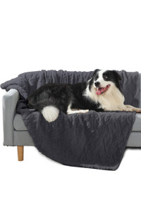 Waterproof Dog Blanket- Sofa Bed Couch Cover For Dogs,Reversible 3D Sherpa Pet Throw Blankets For Large Medium Small Dogs Puppies Cats,Pee Proof,Ultra Soft Cozy,Charcoal Grey,30Ax40A
