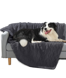Waterproof Dog Blanket- Sofa Bed Couch Cover For Dogs,Reversible 3D Sherpa Pet Throw Blankets For Large Medium Small Dogs Puppies Cats,Pee Proof,Ultra Soft Cozy,Charcoal Grey,30Ax40A