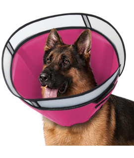 INKZOO Dog Cone Collar for After Surgery, Soft Pet Recovery Collar for Dogs and Cats, Adjustable Cone Collar Protective Collar for Large Medium Small Dogs Wound Healing (Pink, X-Large)