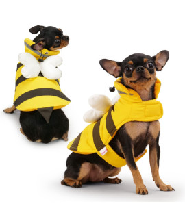 Frienperro Dog Clothes For Small Dogs Girl Boy, Reversible Small Dog Costume, Waterproof Windproof Dog Coat, Cat Dog Winter Cold Weather Warm Jacket Clothing, Bee, Yellow Xs