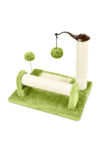 Petellow Cat Scratching Post And Pad, Cat Scratching Posts For Indoor Cats, Natural Sisal-Covered Cat Scratch Post And Pads With Cat Play Ball, Cat Scratcher For Kittens And Cats-Green Color