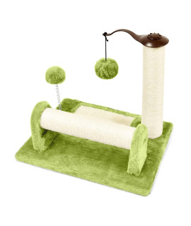 Petellow Cat Scratching Post And Pad, Cat Scratching Posts For Indoor Cats, Natural Sisal-Covered Cat Scratch Post And Pads With Cat Play Ball, Cat Scratcher For Kittens And Cats-Green Color