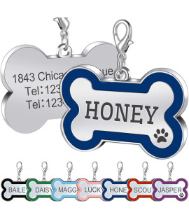Jatebi Pet Id Tags,Personalized Dog Tags And Cat Tags,Engraved Both Sides Bone Shape Collar Pendant Custom Pet Supplies Engrave Name Number Gift For Cats Puppies Tags( S Royal Blue)