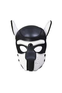Adults Neoprene Dog Head Mask,Dog Headgear Performance Props,Head Masks Can Be Use on Halloween Party Festivals Cosplay Costume Accessories(black white,XL)