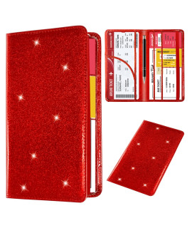 Bling Car Registration And Insurance Holder, Pu Leather Vehicle Glove Box Organizer Wallet Case Organizer For Insurance Card, Driver License, Essential Document, Paperwork