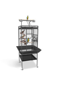 61 Bird Cage, Bird Flight Cages With Rolling Stand Bottom Tray, Wrought Iron Birdcage With Playtop Rope Bungee Bird Toy For Parakeet, Parrot, Lovebirds, Pigeons, Cockatiels, Macaw