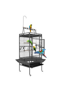 82 Inch Bird Cage, Boinn Bird Flight Cages With Rolling Stand Bottom Tray, Wrought Iron Parrot Cage With Playtop For Parakeet, Lovebirds, Ringneck, Cockatiels