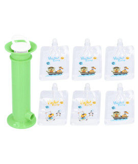 Alomejor 7Pcs Set Fruit Puree Filler Baby Food Pouch Maker Reusable Toddler Fruit Squeeze Puree Filler For Kids(Green)