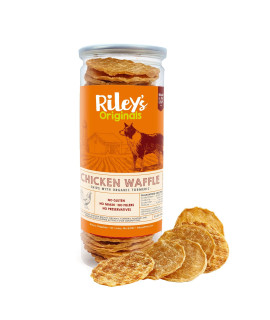 Rileys Waffles Chicken Chips For Dogs With Organic Turmeric - Usa Sourced Chicken Dog Treats - Limited Ingredient Healthy Dog Treats - Dehydrated Chicken Jerky Dog Treats Made In Usa - 55 Oz