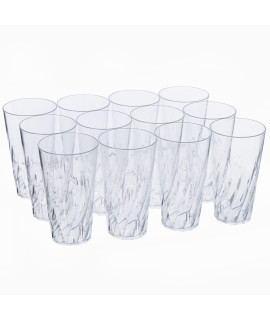 Us Acrylic Palmetto 28 Ounce Plastic Stackable Iced Tea Tumblers In Clear Lightweight Value Set Of 12 Drinking Cups Reusable, Bpa-Free, Made In The Usa, Top-Rack Dishwasher Safe