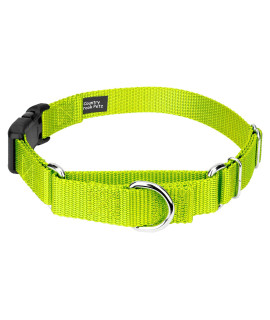 Country Brook Petz - Hot Yellow Heavyduty Nylon Martingale with Deluxe Buckle - 30+ Vibrant Color Options (3/4 Inch, Small)