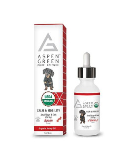 Aspen Green USDA Certified Organic Hemp Oil for Small Dogs - Calm and Mobility - Bacon Flavored
