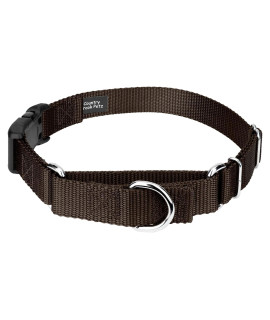Country Brook Petz - Brown Heavyduty Nylon Martingale with Deluxe Buckle - 30+ Vibrant Color Options (1 Inch, Extra Large)