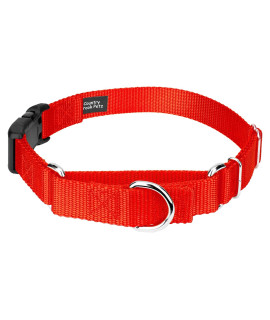 Country Brook Petz - Hot Orange Heavyduty Nylon Martingale with Deluxe Buckle - 30+ Vibrant Color Options (1 Inch, Large)