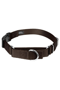 Country Brook Petz - Brown Heavyduty Nylon Martingale with Deluxe Buckle - 30+ Vibrant Color Options (5/8 Inch, Extra Small)