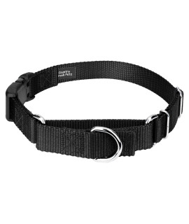Country Brook Petz - Black Heavyduty Nylon Martingale with Deluxe Buckle - 30+ Vibrant Color Options (5/8 Inch, Extra Small)
