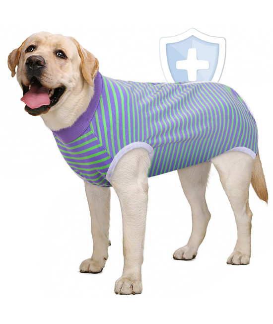 Aofitee Dog Recovery Suit, Surgical Recovery Suit For Dog Female After Surgery, Stripe Printed Dog Recovery Shirt For Abdominal Wounds, Anti Licking Dog Onesie Jumpsuit E-Collar Cone Alternative 2Xl