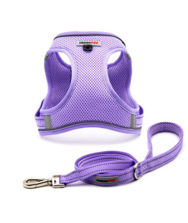 Trukspet Dog Harness And Leash Set, Step In No Pull Dog Harness Adjustable Reflective Padded Mesh Fabric Dog Vest For Extra-Smallsmall Medium Dogs And Cats-L-Purple