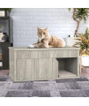 Way Basics Cat Litter Box Enclosure Hidden Cat Furniture, Aspen Grey