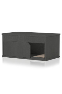 Way Basics Cat Litter Box Enclosure Hidden Cat Furniture, Charcoal Black