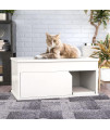 Way Basics Cat Litter Box Enclosure Hidden Cat Furniture, White