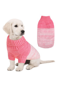 Queenmore Knitted Pullover Dog Sweater, Turtleneck Pet Cat Sweater, Cold Weather Puppy Sweater Stitching Knitwear With Leash Hole For Small Medium Dogs
