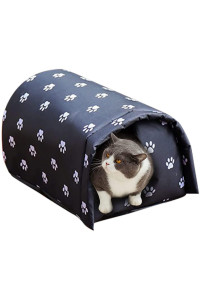 Outdoor Feral Cat House For Winter, Weatherproof Waterproof Rainproof Foldable Cotton Filled Thicken Stray Feral Cats Dogs Tent Shelter Home Keep Warm For Outdoor Indoor Garden (Large - For 3 Cats)