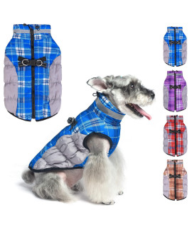 Beautyzoo Dog Winter Coat Reflective Dog Jacket Warm Padded Puffer Vest Turtleneck Thick Fleece Lining Pet Apparel For Small Medium Large Dogs, Blue S
