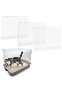 3Pcs Cat Litter Box Pee Shields,Transparent Easy Clean Litter Box Splash Guard For Open Top Litter Pan 15A115In- Litter Box Not Included