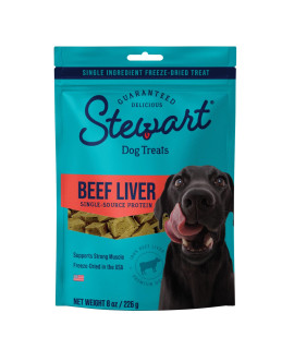 Stewart Freeze Dried Dog Treats, Beef Liver, Healthy, Natural, Single Ingredient, Grain Free Dog Treat, Liver Treats for Dogs, 8 Ounces, Resealable Pouch, Brown
